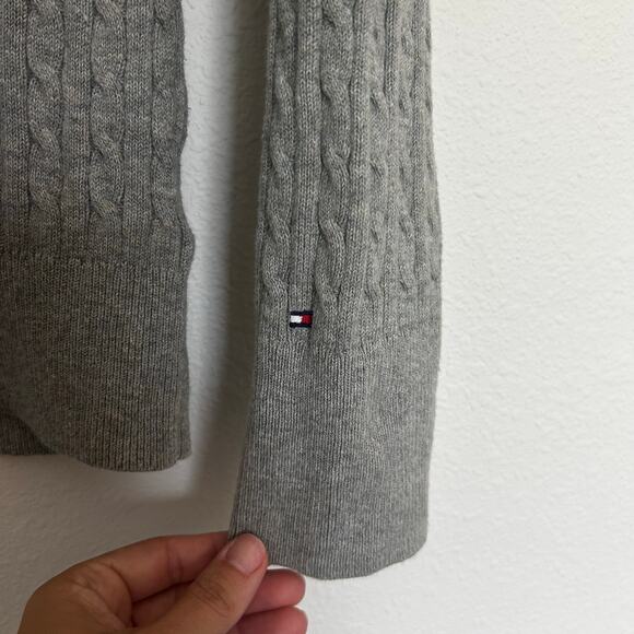 Tommy Hilfiger Cotton + Cashmere grey V neck sweater Preppy Light Academia - Picture 4 of 10